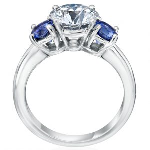 3 Stone Engagement Ring Setting with Sapphires