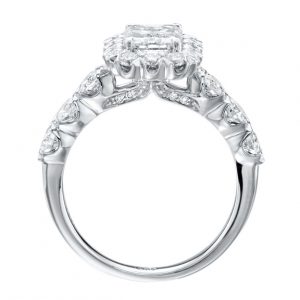 Emerald Cut Halo Engagement Ring Setting