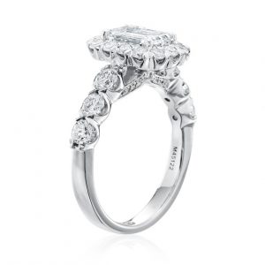 Emerald Cut Halo Engagement Ring Setting