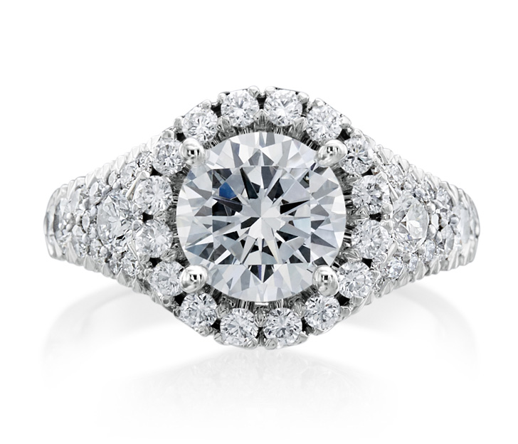 Christopher Designs Round Halo Engagement Ring Setting in 18kt White Gold