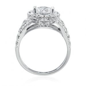 Christopher Designs Round Halo Engagement Ring Setting in 18kt White Gold