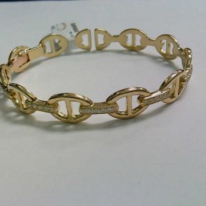 Pave Diamond Link Cuff Bracelet in 14k Yellow Gold BRACELET Bailey's Fine Jewelry