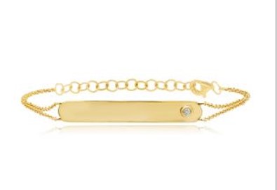 Bailey's Heritage Collection Diamond ID Bar Bracelet in 14kt Yellow Gold