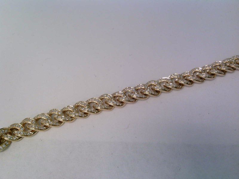 1.20ct Pave Diamond Polished Curb Link Bracelet