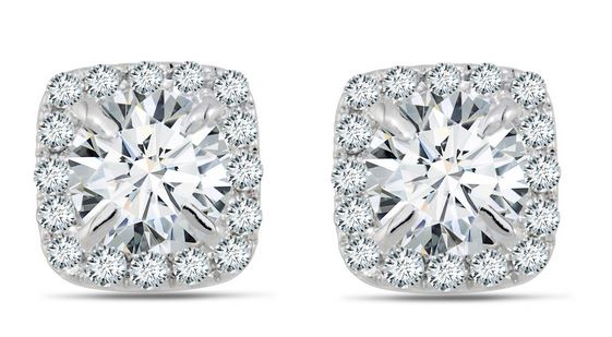 Forevermark .82CT Center of My Universe Cushion Halo Diamond Stud Earrings