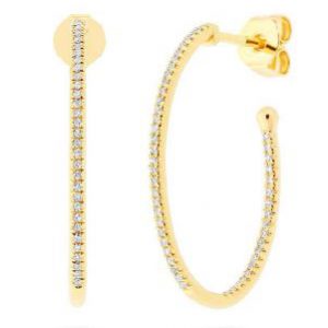 Oval Diamond Hoops in 14kt Yellow Gold EARRING Bailey's Fine Jewelry