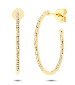 Oval Diamond Hoops in 14kt Yellow Gold