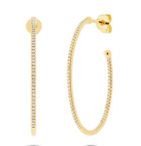 Oval Diamond Hoops in 14kt Yellow Gold EARRING Bailey's Fine Jewelry