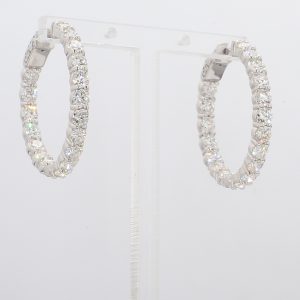 Inside Out Diamond Hoop Earrings in 14k White Gold EARRING Bailey's Fine Jewelry