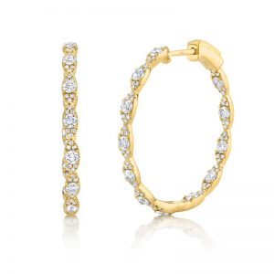 Marquise Cut Diamond Cluster Inside Outside Hoop Earrings EARRING Bailey's Fine Jewelry