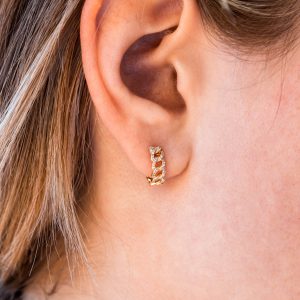 Gold Link Huggie Hoop Earrings EARRING Bailey's Fine Jewelry