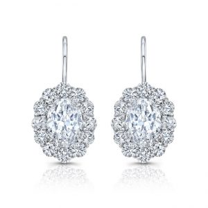 Oval Diamond Halo Drop Earrings EARRING Bailey's Fine Jewelry