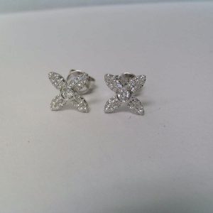 White Gold Diamond Flower Stud Earrings EARRING Bailey's Fine Jewelry