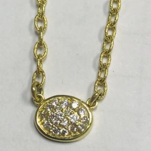 Pave Diamond Oval Pendant Necklace in 14k Yellow Gold NECKLACE Bailey's Fine Jewelry