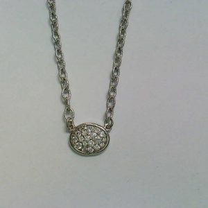 Pave Oval Disc Necklace NECKLACE Bailey's Fine Jewelry