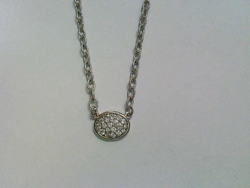 Pave Oval Disc Necklace