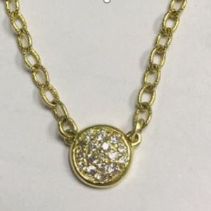 Pave Diamond Round Pendant Necklace in 14k Yellow Gold NECKLACE Bailey's Fine Jewelry
