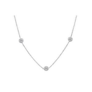 3 Diamond Bezel Station Necklace NECKLACE Bailey's Fine Jewelry
