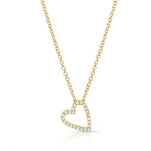 Diamond Open Heart Charm Pendant Necklace NECKLACE Bailey's Fine Jewelry