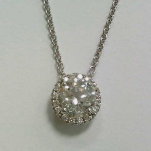 Diamond Halo Necklace in 18k White Gold NECKLACE Bailey's Fine Jewelry