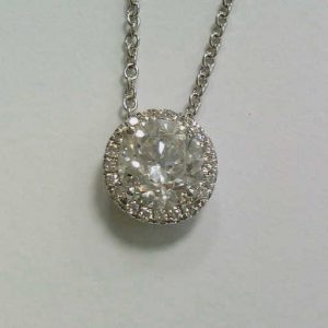 Round Diamond Halo Necklace in 18k White Gold NECKLACE Bailey's Fine Jewelry