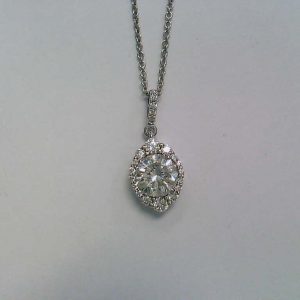 Marquise Diamond Halo Pendant Necklace in 18k White Gold NECKLACE Bailey's Fine Jewelry