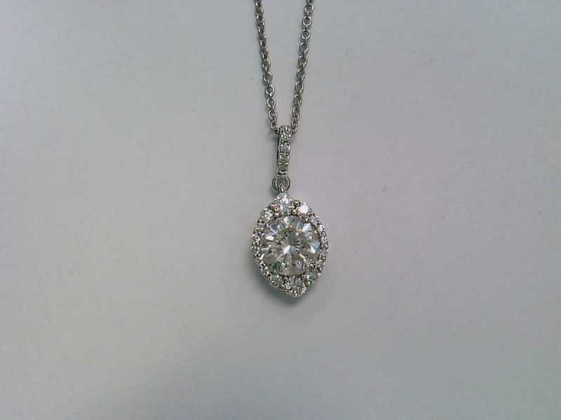 Marquise Diamond Halo Pendant Necklace in 18k White Gold