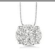 Clustered Diamond Pendant Necklace in 14k White Gold