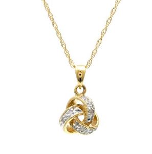 Bailey’s Icon Collection 16″ Diamond Love Knot Pendant in 14k Yellow Gold NECKLACE Bailey's Fine Jewelry