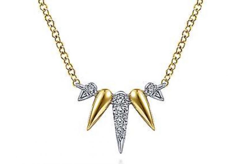 Diamond Pave Spike Fan Necklace
