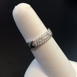 Three Row Pave Diamond Ring in 14k White Gold RINGS Bailey's Fine Jewelry