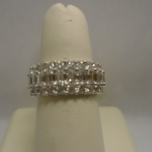 5.96CT Emerald and Round Diamond Eternity Ring RINGS Bailey's Fine Jewelry