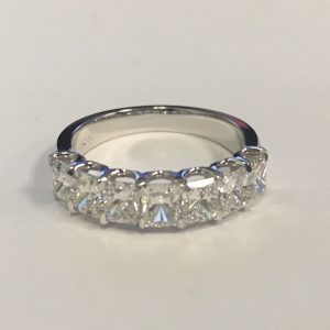 Radiant Cut Diamond Seven Stone Ring in 18k White Gold RINGS Bailey's Fine Jewelry