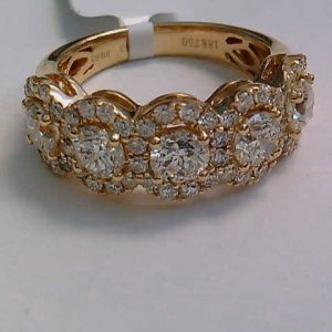 Five Stone Diamond Halo Ring in 18k Yellow Gold RINGS Bailey's Fine Jewelry