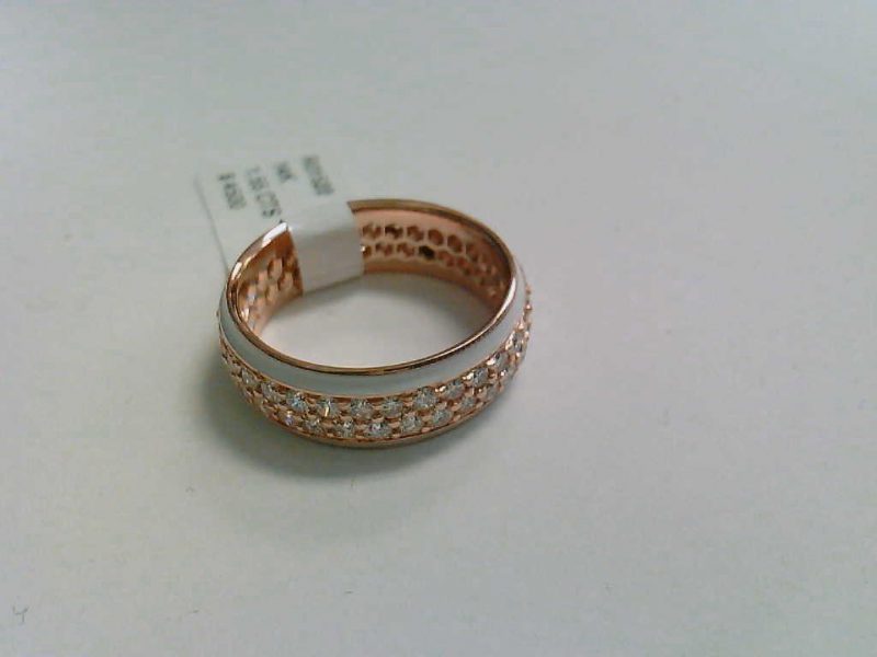 Pave Diamond Band With Enamel in 14k Rose Gold
