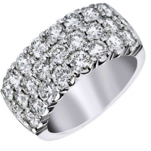 Triple Row Diamond Ring in 14k White Gold RINGS Bailey's Fine Jewelry
