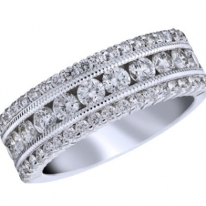 Triple Row Diamond Ring in 14k White Gold RINGS Bailey's Fine Jewelry