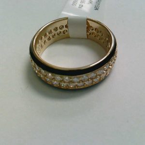 Pave Diamond Band With Enamel in 14k Yellow Gold RINGS Bailey's Fine Jewelry