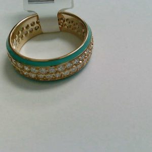 Pave Diamond Band With Enamel in 14k Yellow Gold RINGS Bailey's Fine Jewelry
