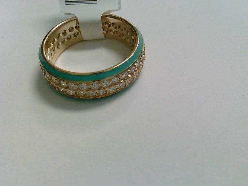 Pave Diamond Band With Enamel in 14k Yellow Gold