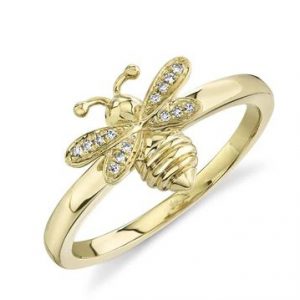 Diamond Bee Ring in 14k Yellow Gold RINGS Bailey's Fine Jewelry