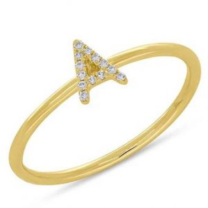 Diamond Initial Ring in 14k Yellow Gold RINGS Bailey's Fine Jewelry