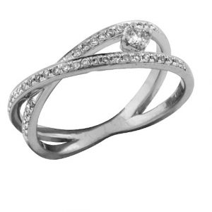 Diamond Crossover Ring in 14k White Gold RINGS Bailey's Fine Jewelry