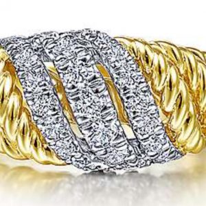 Twisted Dome Ring in 14k Yellow Gold with Diamonds RINGS Bailey's Fine Jewelry