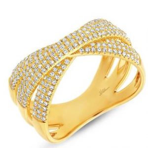 Three Row Pave Diamond Crossover Ring RINGS Bailey's Fine Jewelry