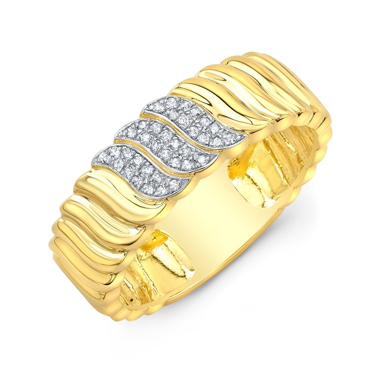 Fluted Swirl Band with Diamonds