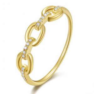 Yellow Gold Diamond Link Ring RINGS Bailey's Fine Jewelry