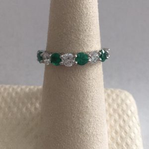 Emerald and Diamond Band Ring RINGS Bailey's Fine Jewelry