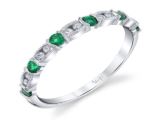 Emerald and Diamond Band in 14k White Gold RINGS Bailey's Fine Jewelry