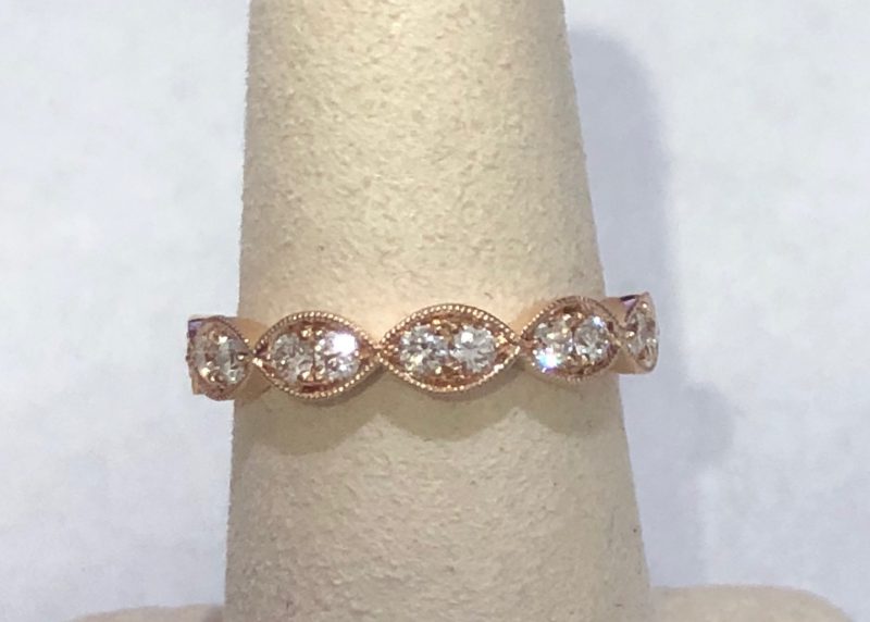 Marquise-Shaped Diamond Band in 14k Rose Gold, Size 6.5